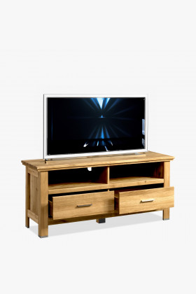 Massiver TV-Schrank aus Eiche mit 2 Soft-Close-Schubladen